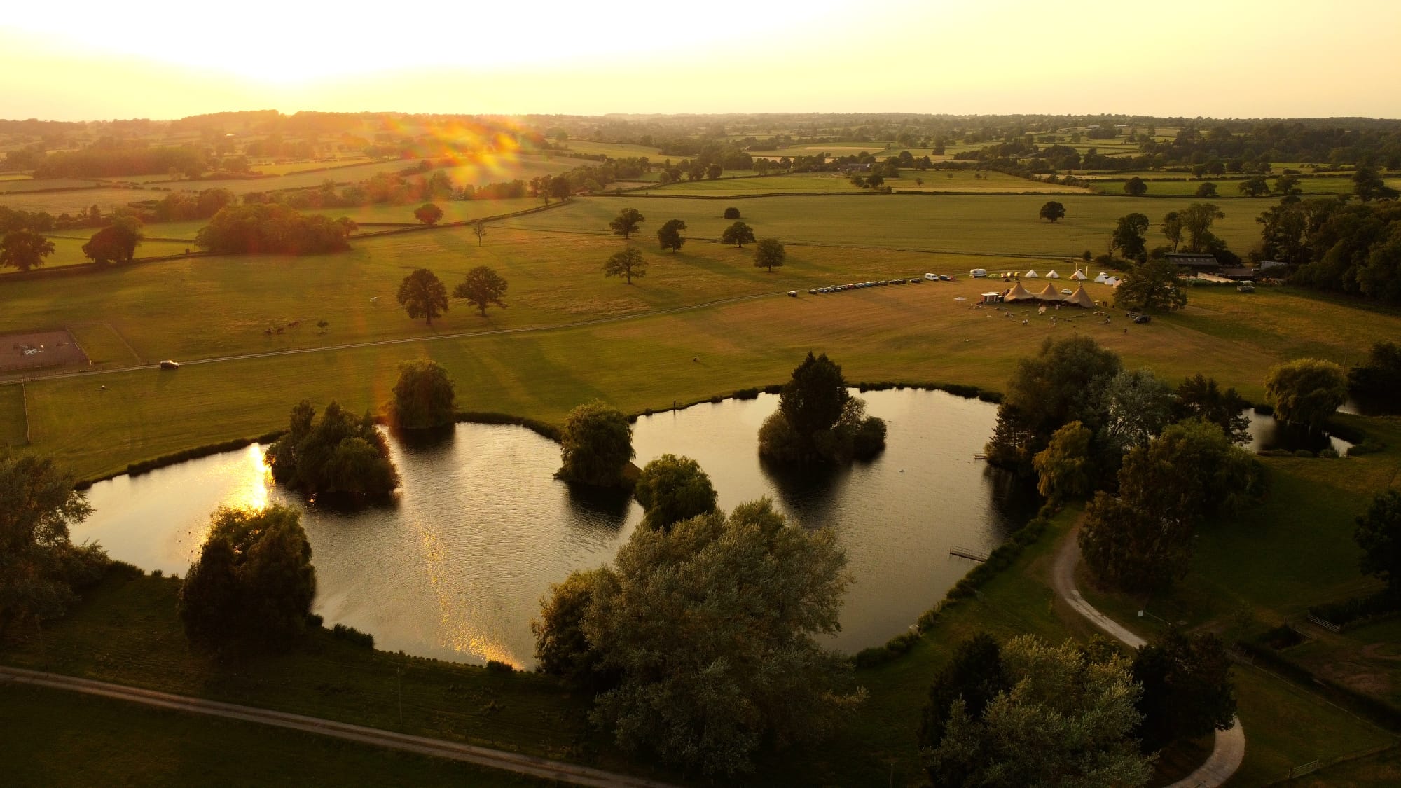 The Venue at Gayton tipi wedding venue drone view